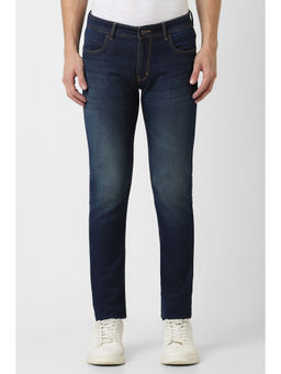 Peter England - Men Navy Dark Wash Low Skinny Fit Jeans
