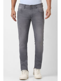 Peter England - Men Grey Mid Wash Low Skinny Fit Jeans
