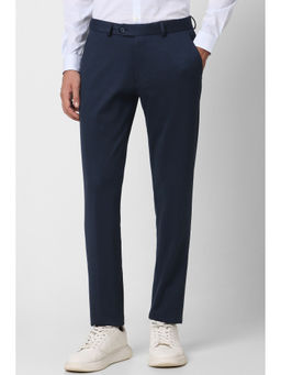 Peter England - Men Navy Solid Super Slim Fit Formal Trousers