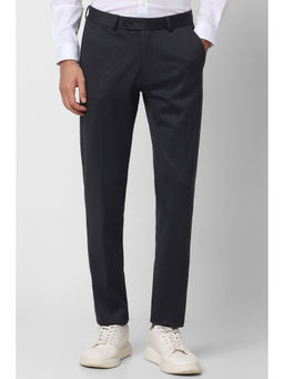 Peter England - Men Grey Check Super Slim Fit Formal Trousers