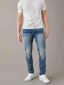 American Eagle - Men Blue Airflex Distressed Skinny Jean