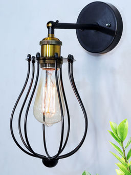 Homesake - Vintage Wall lamp With Wire Metal Cage Gold
