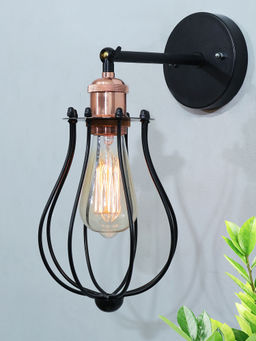 Homesake - Vintage Wall lamp With Wire Metal Cage Rose Gold