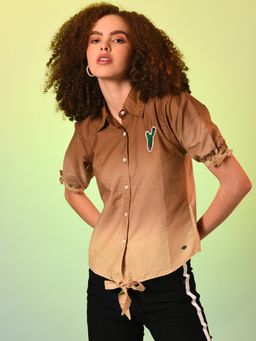 PINACOLADA - Women Brown Regular Fit Ombre Casual Shirt
