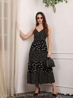 DEBONATELLA - Women Black Floral Printed Dress