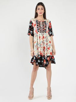 DEBONATELLA - Women Multi-Color Floral Printed Mini Dress