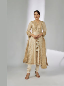 Gopi Vaid - Marigold Brocade Fo Anarkali And Churidar With Dupatta