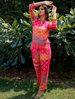 Gahan - Womens Viscose Rayon Straight Printed Co-Ord