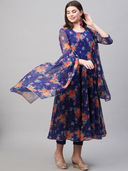 Gahan - Womens Viscose Rayon Anarkali Printed Kurta with Pant & Dupatta