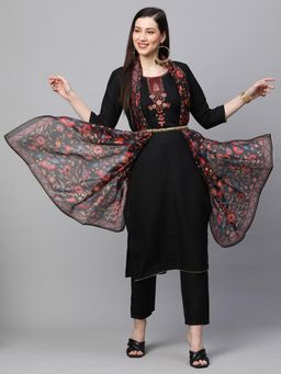 Gahan - Womens Viscose Rayon Straight Embroidered Kurta with Pant & Dupatta