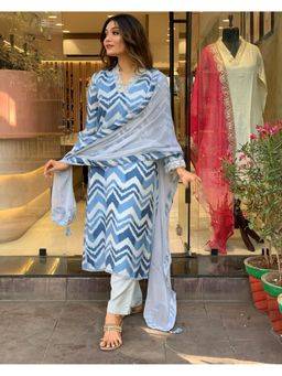 Gahan - Womens Viscose Rayon Straight Printed Kurta with Pant & Dupatta