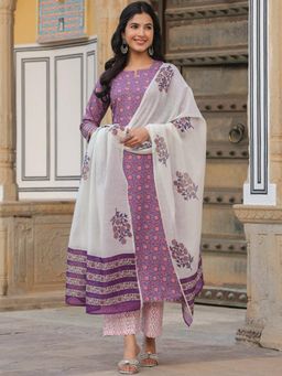 Gahan - Womens Viscose Rayon Straight Printed Kurta with Pant & Dupatta
