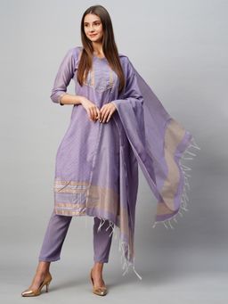 Gahan - Womens Viscose Rayon Straight Self Design Kurta with Pant & Dupatta