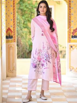 Gahan - Womens Viscose Rayon Straight Printed Kurta with Pant & Dupatta