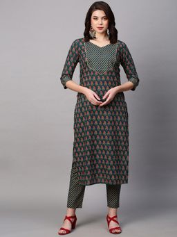 Gahan - Womens Viscose Rayon Straight Printed Kurta with Pant