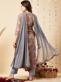 Gahan - Womens Viscose Rayon Straight Printed Kurta with Pant & Dupatta