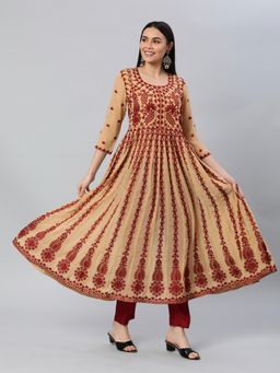 Gahan - Womens Viscose Rayon Embroidered Anarkali Kurta
