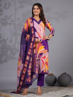 Gahan - Womens Viscose Rayon Straight Printed Kurta with Pant & Dupatta