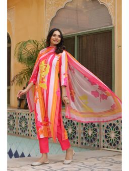 Gahan - Womens Viscose Rayon Straight Printed Kurta with Pant & Dupatta
