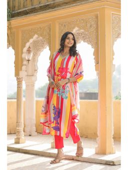 Gahan - Womens Viscose Rayon Straight Printed Kurta with Pant & Dupatta