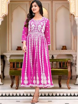 Gahan - Womens Viscose Rayon Embroidered Anarkali Kurta