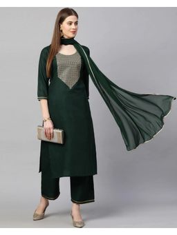 Gahan - Womens Viscose Rayon Straight Embroidered Kurta with Pant & Dupatta