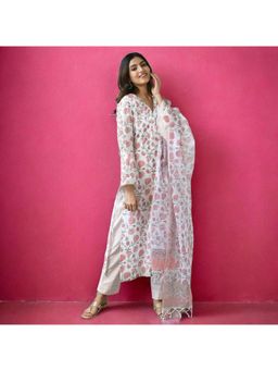 Gahan - Womens Viscose Rayon Straight Printed Kurta with Pant & Dupatta