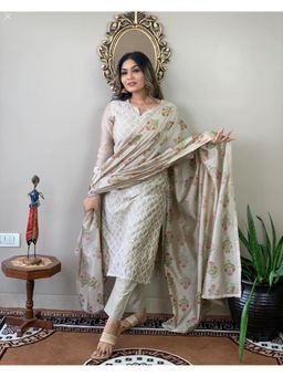 Gahan - Womens Viscose Rayon Straight Embroidered Kurta with Pant & Dupatta