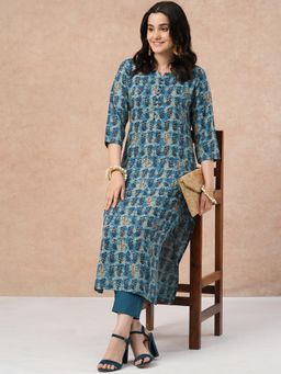 Gahan - Womens Viscose Rayon Straight Printed Kurta with Pant & Dupatta
