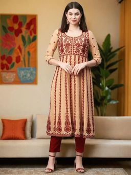 Gahan - Womens Viscose Rayon Embroidered Anarkali Kurta