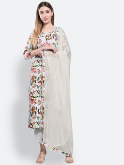 Gahan - Womens Viscose Rayon Straight Printed Kurta with Pant & Dupatta