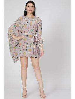 PS Pret by Payal Singhal - Lavender Orange Bandhani Kilim Print Embroidered Kaftan