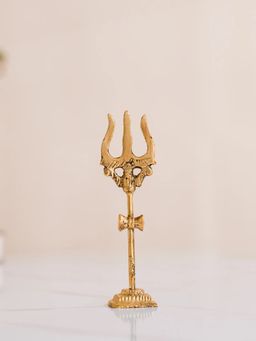 DecorTwist - Gold Brass Shiv Trishul Decorative Showpiece