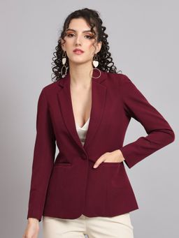 Powersutra - Notch Collar Stretch Blazer Wine
