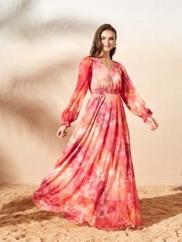 Miss Chase - Pink Floral Flared Dress