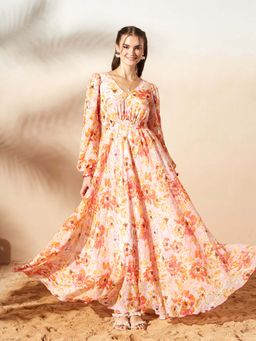Miss Chase - Pink Floral Flared Dress