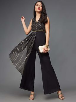 Miss Chase - Black Printed Relaxed Fit Jumpsuit