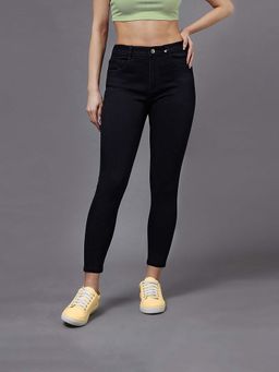 Miss Chase - Black Solid Plain Skinny Jeans
