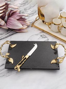 Smokey Cocktail - Marble Cheese Board With Knife (Gold)