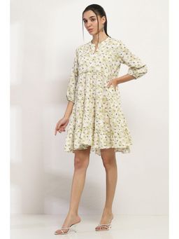 Rangriti - Women Olive Viscose Rayon Tiered Dress