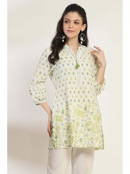 Rangriti - Women Green Cotton Straight Kurti