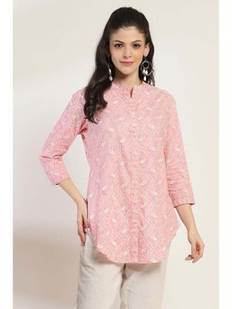 Rangriti - Women Coral Cotton Straight Kurti