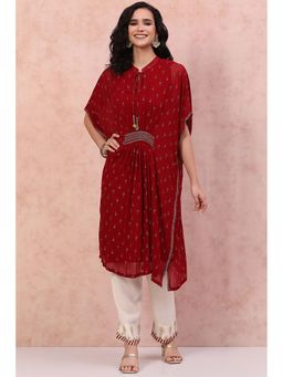 Rangriti - Women Maroon Art Silk Kaftan
