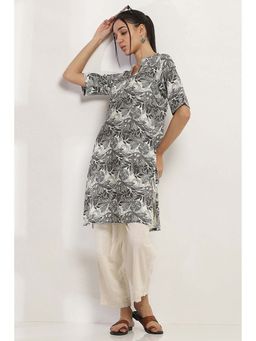 Rangriti - Women Black Viscose Rayon Straight Kurta