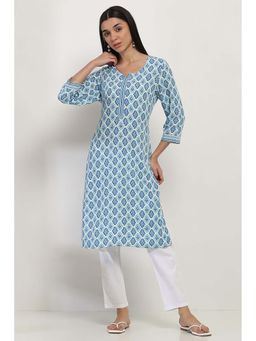 Rangriti - Women Blue Viscose Rayon Straight Kurta