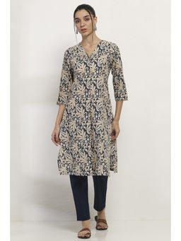 Rangriti - Women Blue Cotton Straight Kurta