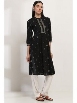 Rangriti - Women Black Cotton Straight Kurta
