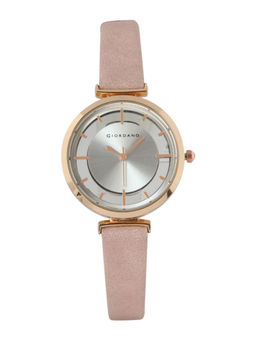 Giordano - Analogue Silver Colour Women's Watch With Pink Band