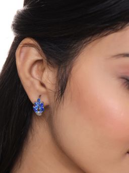 Yellow Chimes - Swarovski Leafy Fashion Rhodium Plated Crystal Clip On Earrings