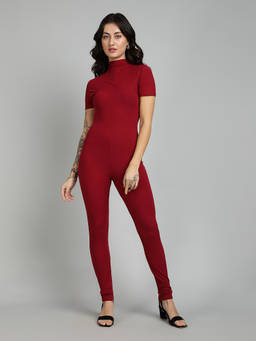KOTTY - Women Half Sleeve High Neck Solid Jumpsuit